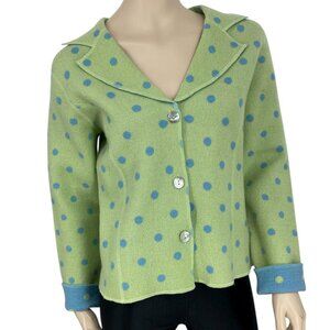 Catherine Stewart 100% Wool Polka Dot Cardigan Jacket M​